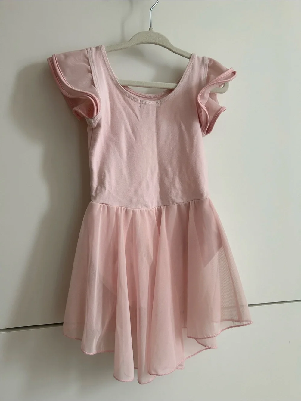 Girls Pink Ballet Tutu Dress with Ruffle Sleeves - Size 110 (US 5)